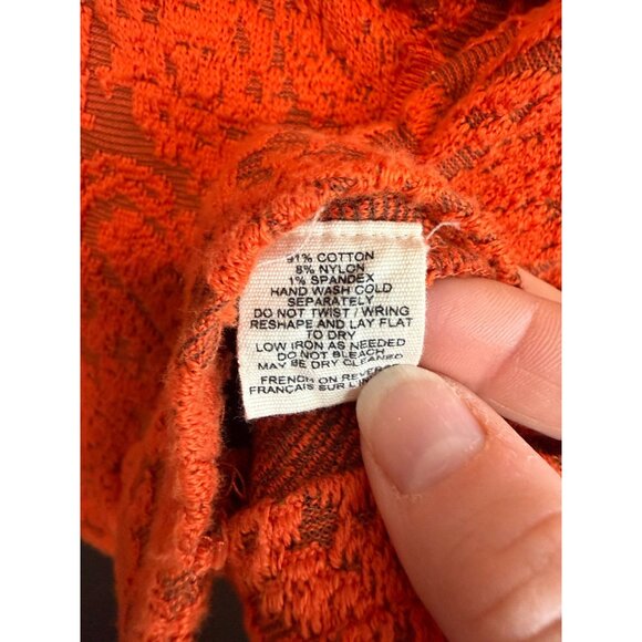 MOTH Anthropologie Jacquard Moto Zip Jacket Orange Small Stretch Long Sleeves - Picture 11 of 12
